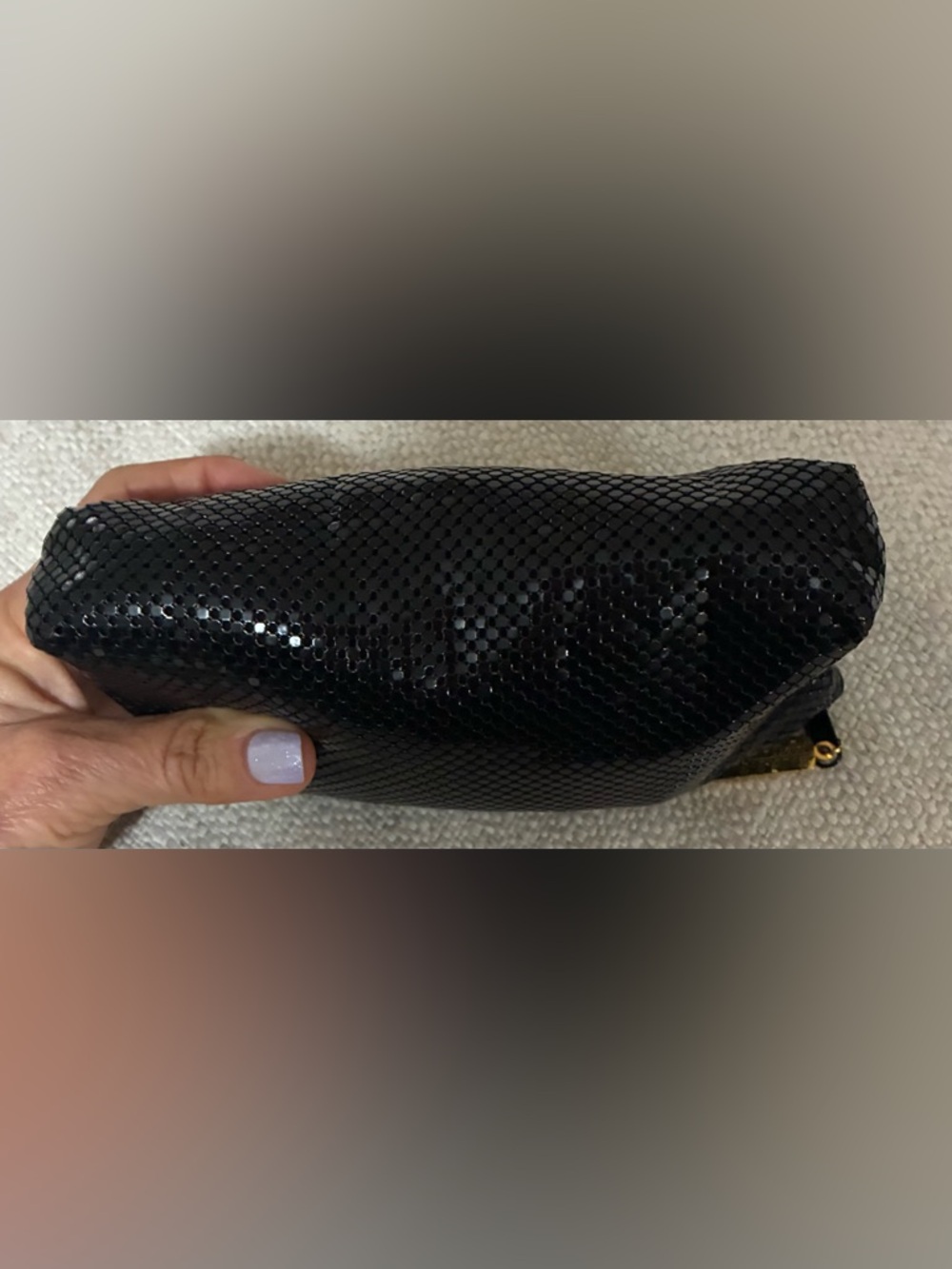 Whiting & Davis EUC Vintage Black Sequin Clutch Pouch -rhinestones. . - Picture 7 of 12